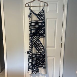 Striped Navy and White Maxi Dress